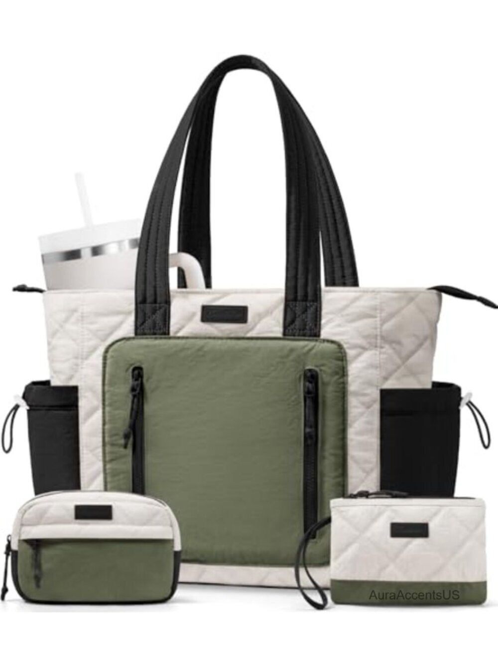 Puffer Tote Bag for Women, Lightweight Quilted Work Laptop Handbag